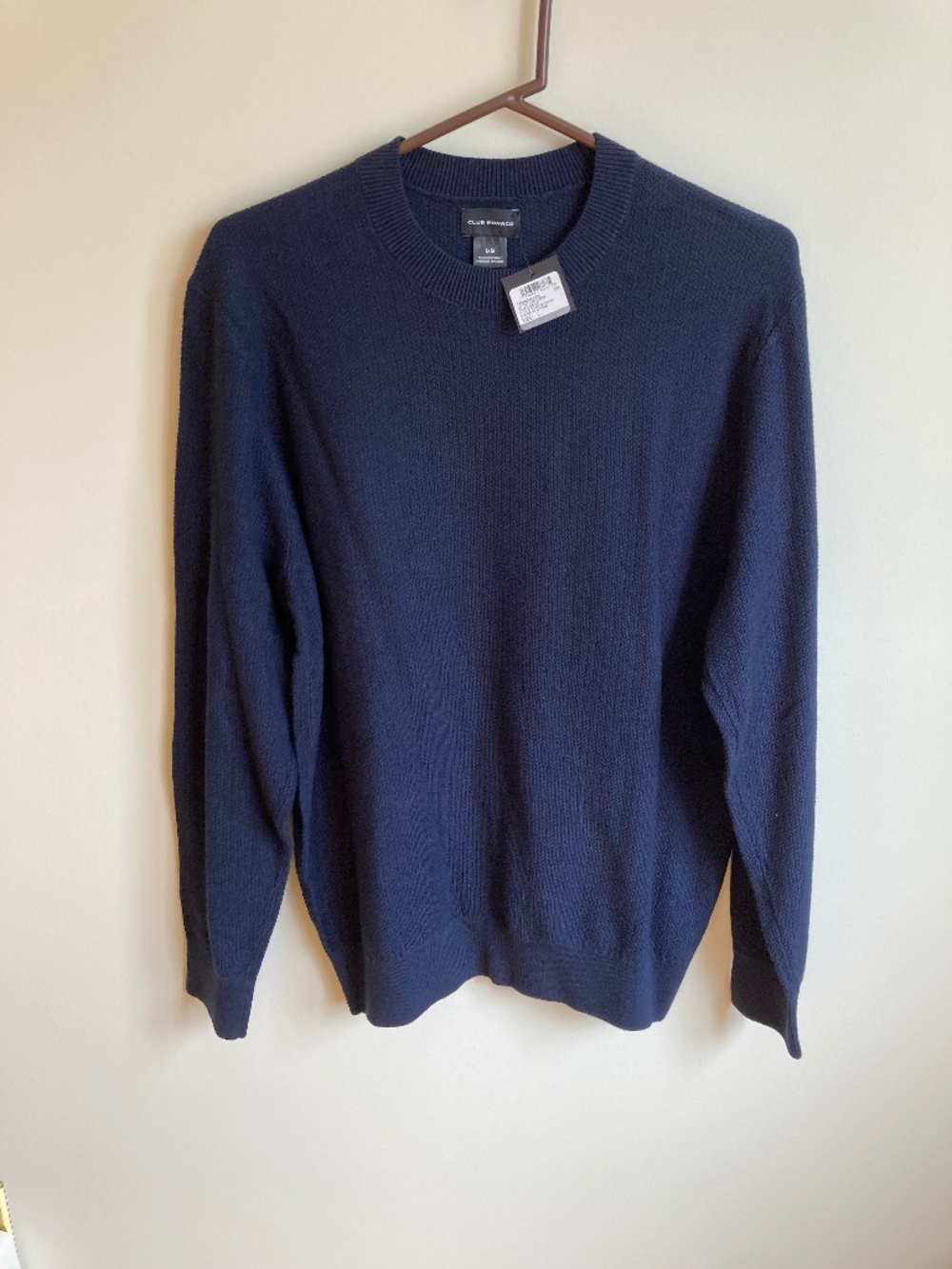Club Monaco Navy Cotton Wool Crew Sweater L NWT